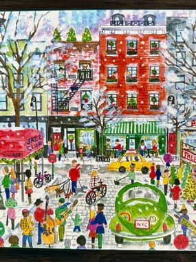 Like New! CHRISTMAS IN GREENWICH VILLAGE - NYC Puzzle - 1000 piece puzzle